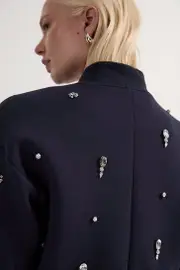 Embellished Jersey Scuba Bomber