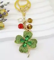 Four Leaf Clover Crystal Bag Charm/Keyring