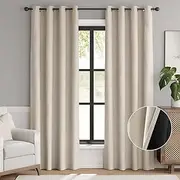 [JINCHAN] Blackout Curtain for Living Room Thermal Insulated Room Darkening Grommet Top Window Drape Bedroom Eyelet Curtain 1 Panel, Each W137cmxD213cm Greige