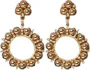 [Kenneth Jay Lane] Women's Light Antique Gold/Rhinestone Hoops