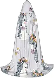 VPPUR Adorable Horses Print Unisex Hooded Cloak For Carnival Theme Party Decorations Witch Costume Cosplay