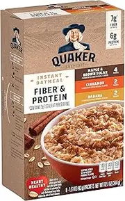 Quaker Instant Oatmeal Fiber Protein Variety Pack 8, 12.1 Ounce