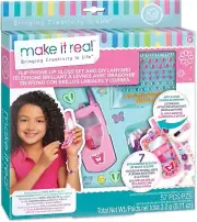 Make It Real Flip Phone Lip Gloss Set & DIY Lanyard - 7 Strawberry-Scented