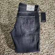 34x32 true religion men gray jeans - authentic geno relaxed slim/ gray gloomy...