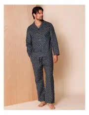 [Reserve] Long Sleeve Flannelette PJ Set Aussie Birds in Black/Grey