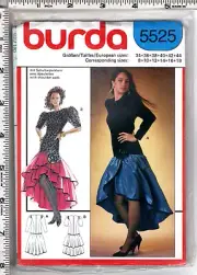 Burda Sewing Craft Pattern 5525 Dress w/Shoulder Pads Sleeve/Skirt Variations