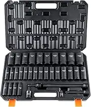 VEVOR 1/2" Drive Deep Impact Socket Set, 34pcs Socket Set Metric （8-36mm） 6 Point Cr-MO Alloy Steel for Auto Repair, Rugged Construction, Includes Heavy Duty Storage Case