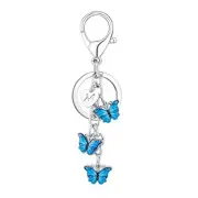 Letter Initial Keychain Butterfly Purse Charm Keyring Accessory Cute Blue M