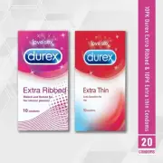 Durex Extra Ribbed & Extra Thin Condoms - Combo 20 Pack