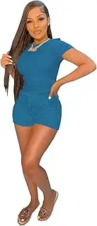 [TOPSRANI] Womens Two Piece Outfits Bodycon Tracksuit Sweatsuits Jogger Biker Workout Lounge Pajamas Shorts Pant Sets