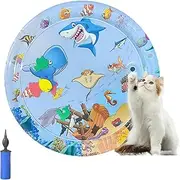 Ocean Breeze Splashland Cat Toy with Brush and Pump, Thickened PVC Material, Leak-Proof, Scratch-Proof, Fast Cooling, Sensory Water Play Mat for Cats and Dogs (S#3-25.59 * 25.59)