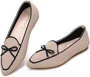 [Frank Mully] Loafer Flats for Women, Casual Knitted Fabric Shoes, Washable Lace-Up Shoes with Pointed Toe, Comfortable Ballet Style Shoes for, khaki, 42.5 EU