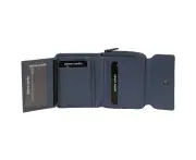 Pierre Cardin Leather Ladies Tri-Fold Tab Zip-Around Wallet - Teal
