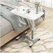 Mobile Laptop Tray Overbed Table Round Bar Arc Design Bed Desk with Swivel Wheel Rolling Multi-Purpose Laptop Table Without Taking Up Space Ergonomically