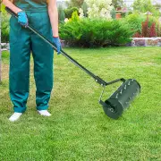 CostwayHeavy-Duty Rolling Aerator for Lawn Care Filled Sand Stone-Green-45 cm