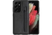 Samsung Galaxy S21 Ultra Nillkin Stylus S Pen Slot PU Aoge Leather Case Card Slot Back Cover (Black)