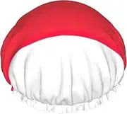 Indonesian Flag Print Shower Cap For Women Men Reusable Lightweight Soft Bath Hair Cap With Elastic Band