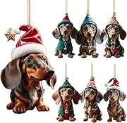 Dachshund Ornament 2023, 1/7 Dachshund Ornaments for Tree, Acrylic Dachshund Keepsake, Dachshund Decor