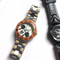 在飛比找Yahoo!奇摩拍賣優惠-中古千禧橙色旋轉錶圈米奇手錶男錶女錶