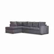 Christo Corner L shaped 3-Seat Easy Pull Out Sofa Bed with LHF Chaise Lounge Couch Upholstered Cover -Dark Grey