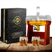 NutriChef Whiskey Decanter & Glasses Set with Stopper & Base, 1100 ml Capacity