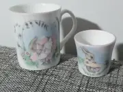 Childs Set "Elizabethan" Mrs Rabbit Mug & Egg Cup England NWOT