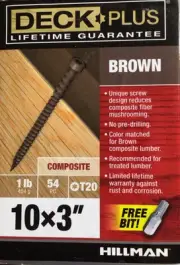 Deck Screws , Deck Plus Brown Composite #10 x 3" - 1 lb. Box