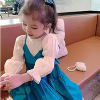 在飛比找momo購物網優惠-【Baby 童衣】假兩件式雪紡洋裝 女童洋裝 可愛洋裝 氣質