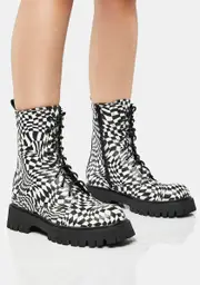 [Koi Footwear] Distorted Realms Checkered Combat Boots