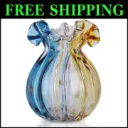 Hand-Blown Art Deco Glass Vase - Unique Irregular Design for Floral Displays