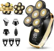 Head Shaver Bald Men 5-in-1 Electric Razor Rotary Waterproof Cordless