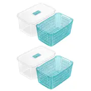 2x Boxsweden Crystal 7L Plastic Vegetable Storer Fridge Container Assorted