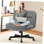 Criss Cross Chair with Wheels Armless Cross Legged Office Chair Gray Velvet