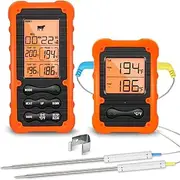 [ThreeH] 490ft Wireless Meat Thermometer with IPX7 Dual Probe Thermometer Kitchen Cooking Timer Alert for Grill Smoker BBQ Oven