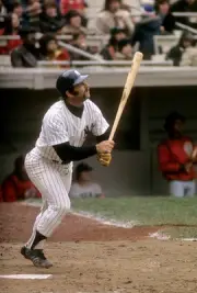 Catcher Thurman Munson New York Yankees swings and watches the- 1973 Old Photo 1