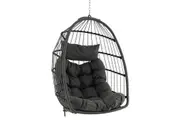 Costway Patio Hammocks Swing Chair Rattan Hanging Egg Chair Garden Home Backyard w/Pillow & Cushions Grey