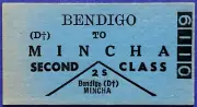 VR Ticket - BENDIGO (D) to MINCHA - 2nd Class Single
