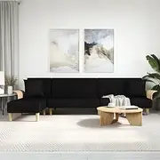 L-Shaped Sofa Bed, Folding Lounge Sleeper, Convertible Comfy Couch for Living Room, Fabric Upholstered Futon for Guests