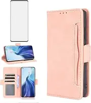 [Asuwish] Compatible with OnePlus 11 5G Wallet Case and Tempered Glass Screen Protector Card Holder Credit ID Slot Flip Leather Cell Phone Cover for One Plus11 1 Plus 1plus11 One+ 1+ Women Men Rose Gold