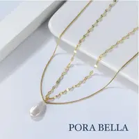 在飛比找momo購物網優惠-【Porabella】925純銀鍍金雙層人工珍珠項鍊 人工淡