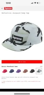 Supreme Brand Arctic Camo Hat New Reflective Jaquard Camp