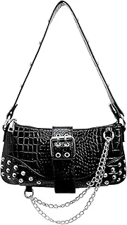 [MadGrandeur] Y2k Purse, 90s Retro Faux Leather Shoulder Bag for Women with Chain, Designer Handbags for Women