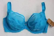 NWT Chantelle 3641 "C Chic" 3- Part, Soft Cup Demi, Lace Bra, Turquoise, 30D