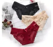 Lo rise cross strap women panties Sexy breathable lace briefs with bow underwear
