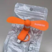 DUNKIN’ DONUTS CELL PHONE MINI USB FAN ORANGE IPHONE ANDROID ORANGE COOL SUMMER