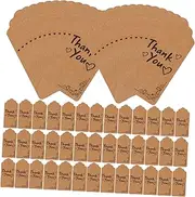 Angoily 200pcs Kraft Paper Thank You Tags with String Creative Decorative Labels for Parties and Crafts Multi Purpose Lightweight Tags for Bag Decoration and Personal Messages