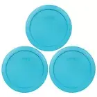 Pyrex 7201-PC 6" Surf Blue Plastic Storage Cover Lid 3PK for 4 Cup Glass Bowl