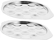 Happyyami 2Pcs Stainless Steel Escargot Plates Compartment Baking Dish Snail Holder for Serving and Entertaining Dishwasher Safe