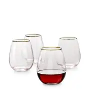 Martha Stewart Collection Blush Optic Stemless Wine Glasses, Set of 4 NEW