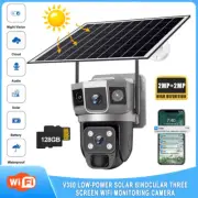 WiFi Solar Security Camera Wireless Outdoor Dual Lens Night Vision CCTV V380